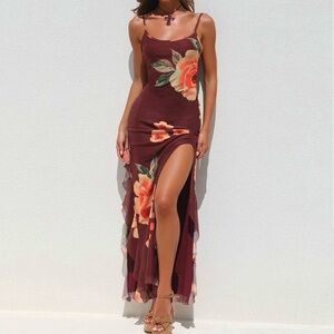 Elegant Floral Maxi Dress with Slit